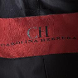 Pre Owned جاكيت بليزر سي أتش كارولينا هيرير قطيفة أزرق كحلي بحواف متباينة وصفين أزرار M