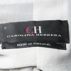 CH Carolina Herrera Navy Blue Textured Lurex Knit Cropped Jacket M