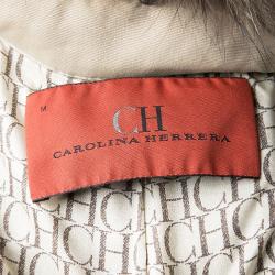 Pre Owned CH Carolina Herrera Beige Raccoon Fur Detail Trench Coat M