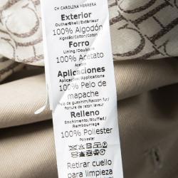 Pre Owned CH Carolina Herrera Beige Raccoon Fur Detail Trench Coat M