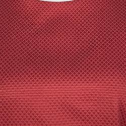 Pre Owned CH Carolina Herrera Red Embossed Jacquard Sleeveless Dress M