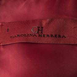 Pre Owned CH Carolina Herrera Red Embossed Jacquard Sleeveless Dress M