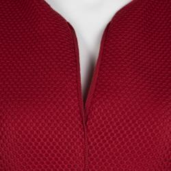 Pre Owned CH Carolina Herrera Red Tricot Mesh Sleeveless Gown M