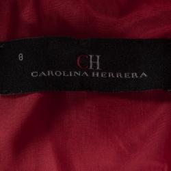 Pre Owned CH Carolina Herrera Red Tricot Mesh Sleeveless Gown M