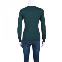 مملوكة مسبقًا بلوفر سي أتش كارولينا هيريرا صوف أخضر داكن رقبة حرف V مقاس XS