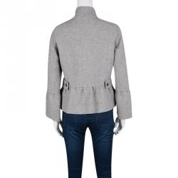 Pre Owned CH Carolina Herrera Grey Wool Peplum Coat M