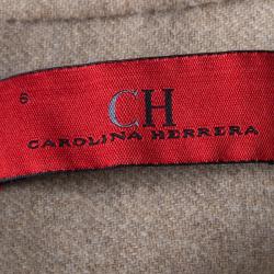 Pre Owned CH Carolina Herrera Grey Wool Peplum Coat M