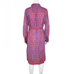 مملوكة مسبقًا فستان تونيك سي أتش كارولينا هيريرا كاروهات بنفسجي وأحمر بحزام M