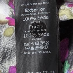 Pre Owned فستان سي أتش كارولينا هيريرا حرير ساتان مورد مطبوع بطيات M