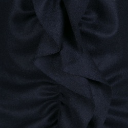 Pre Owned CH Carolina Herrera Navy Blue Fleece Wool Ruffle Detail Zip Front Jacket M