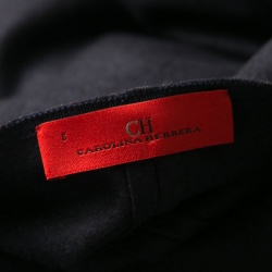 Pre Owned CH Carolina Herrera Navy Blue Fleece Wool Ruffle Detail Zip Front Jacket M