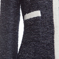 Pre Owned CH Carolina Herrera Navy Blue Textured Contrast Trim Detail Skirt Suit S