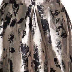 Pre Owned تنورة سي أتش كارولينا هيريرا جاكار مورد أسود وفضي بطيات L