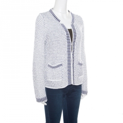 Pre Owned جاكيت سي أتش كارولينا هيريرا أبيض وأزرق كحلي منقوش M