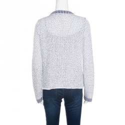 Pre Owned جاكيت سي أتش كارولينا هيريرا أبيض وأزرق كحلي منقوش M