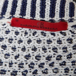 Pre Owned جاكيت سي أتش كارولينا هيريرا أبيض وأزرق كحلي منقوش M