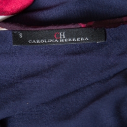 Pre Owned CH Carolina Herrera Multicolor Printed Front Silk Paneled Jersey Top S