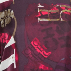 Pre Owned CH Carolina Herrera Multicolor Printed Front Silk Paneled Jersey Top S