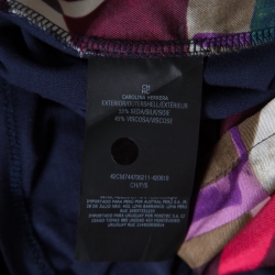 Pre Owned CH Carolina Herrera Multicolor Printed Front Silk Paneled Jersey Top S