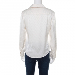 Pre Owned قميص سي أتش كارولينا هيرير أبيض منقط بأكمام طويلة M