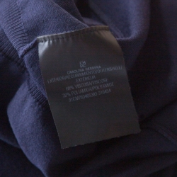 Pre Owned CH Carolina Herrera Navy Blue Knit Ruffle Detail Cropped Cardigan L