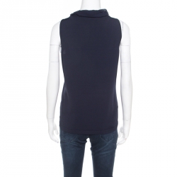 Pre Owned توب سي إتش كارولينا هيريرا تريكو أزرق كحلي ديرابيه بلا أكمام M