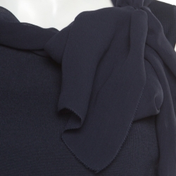 Pre Owned توب سي إتش كارولينا هيريرا تريكو أزرق كحلي ديرابيه بلا أكمام M