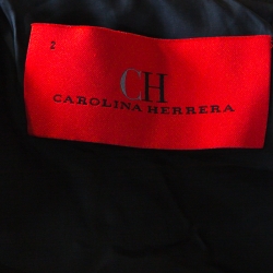 Pre Owned CH Carolina Herrera Black Floral Embossed Jacquard Double Breasted Overcoat S