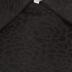 Pre Owned CH Carolina Herrera Black Floral Embossed Jacquard Double Breasted Overcoat S