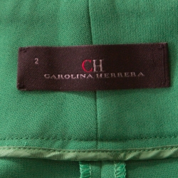 Pre Owned CH Carolina Herrera Parrot Green Waist Tie Detail High Waist Pants S