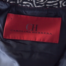 Pre Owned CH Carolina Herrera Monochrome Embossed Jacquard Satin Trim Skirt Suit S