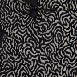 Pre Owned CH Carolina Herrera Monochrome Embossed Jacquard Satin Trim Skirt Suit S