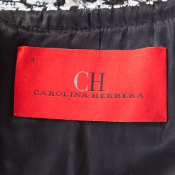 Pre Owned جاكيت سي أتش كارولينا هيريرا بوكليه مونوكرومي منقوش حواف مزينة خرز قصير S