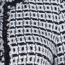 Pre Owned جاكيت سي أتش كارولينا هيريرا بوكليه مونوكرومي منقوش حواف مزينة خرز قصير S