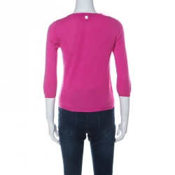 Carolina Herrera Pink Knit Classic Button Front Cardigan XS 