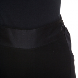 CH Carolina Herrera Black Crepe Waist Tie Detail Flared Pants XS
