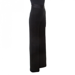CH Carolina Herrera Black Crepe Waist Tie Detail Flared Pants XS