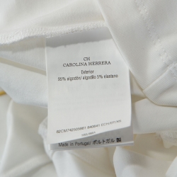 Pre Owned توب سي أتش كارولينا هيريرا تفاصيل إبليك بروكيد قطن ستريتش أبيض XS