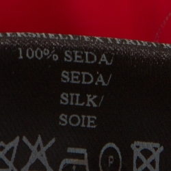 Pre Owned CH Carolina Herrera Red Silk Ruffle Trim Blouse L