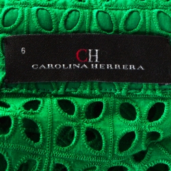 CH Carolina Herrera Green Eyelet Lace Tie Detail Midi Dress M