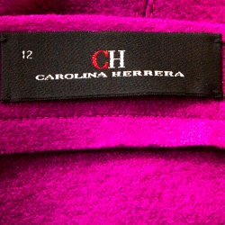 CH Carolina Herrera Fuschia Fleece Wool Flared Skirt L