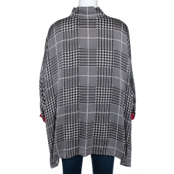 Pre Owned CH Carolina Herrera Monochrome Houndstooth Printed Satin Top S