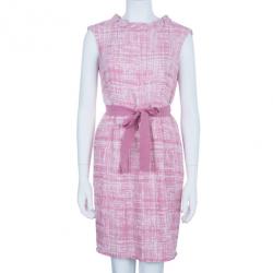 Pre Owned CH Carolina Herrera Pink Printed Sheath Dress M