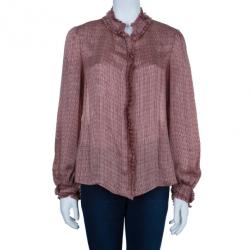 Pre Owned CH Carolina Herrera Silk Pleated Detail Top M