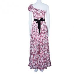 Pre Owned CH Carolina Herrera One Shoulder Printed Maxi Dress S