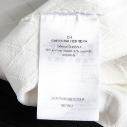 مملوكة مسبقًا CH Carolina Herrera White Patterned Knit Contrast Trimmed Cardigan M