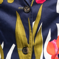 Pre Owned CH Carolina Herrera Blue Floral Printed Cotton Blazer M