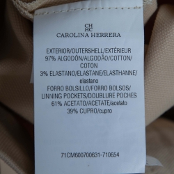 Pre Owned CH Carolina Herrera Beige Cotton Wide Leg Belted Trousers M