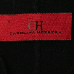 Pre Owned CH Carolina Herrera Black Wool Tie Detail Coat S