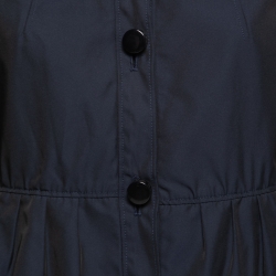 Pre Owned CH Carolina Herrera Navy Blue Synthetic Cropped-Sleeve Peplum Jacket L